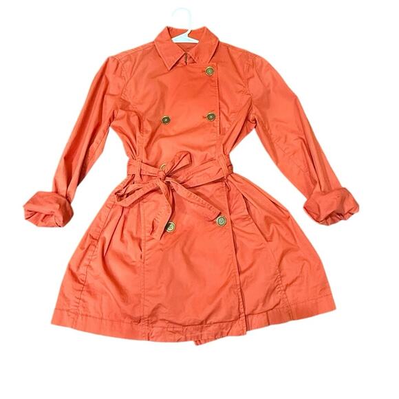 Michael by Michael Kors Orange/Coral Trench Rain Lightweight Coat Sz.Medium GUC - Picture 1 of 16